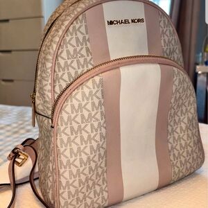 Michael Kors Beige and Pink Backpack